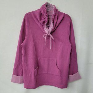 Pajamagram Sweatshirt Women M Pink‎ Fleece Funnel Neck Long Sleeve Pullover